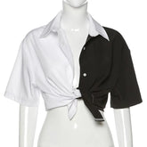Black & White Women Crop Top